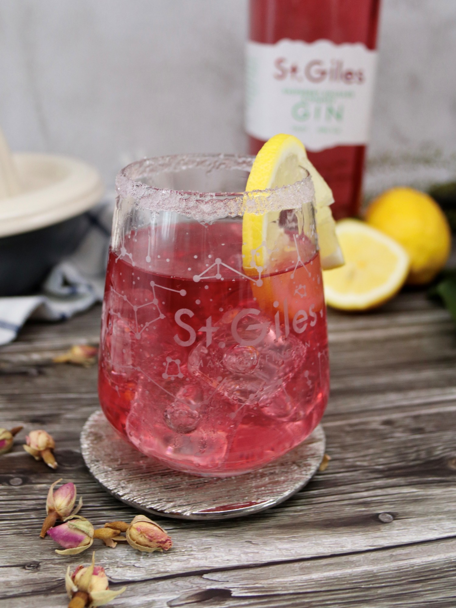 Raspberry Rhubarb and Ginger Collins St Giles Gin